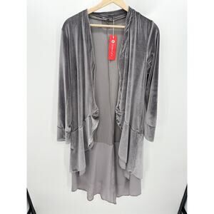 Urban Coco Womens Gray Velvet Open Long Cardigan Duster Size S Witchy Fairy‎